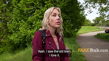 Gorgeous finnish tourist seduced with cash by a perv