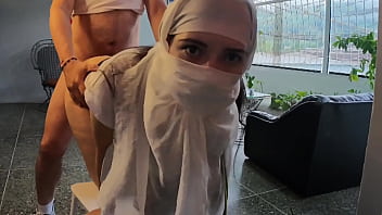 Religious muslim gets cum in her ass after hard fucking hijab hookup