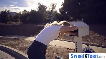 Blonde teen begs for a deep fill after rough office chair punishment