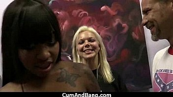 Ebony chick fucked hard in group sex action 14
