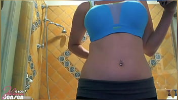 Solo shower time jelena jensen plays with her tits & trimmed pussy