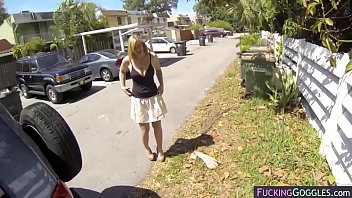 Julia sucks a cock in public for a ride