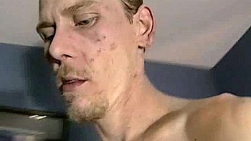 Amateur hunk jerks off before getting his dick sucked