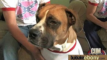 Ebony babe sucks group of white guys 13