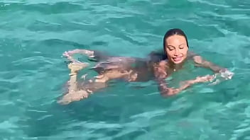 Sexy monika fox swims naked in pool and sea in hot country free