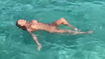 Sexy monika fox swims naked in pool and sea in hot country free