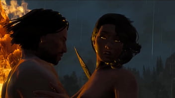 Skyrim b and l mod doing some fucking near a camp and it is beautiful