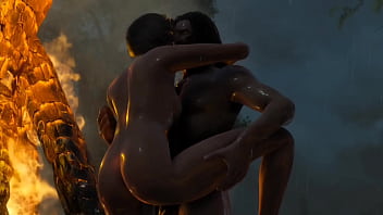 Skyrim b and l mod doing some fucking near a camp and it is beautiful