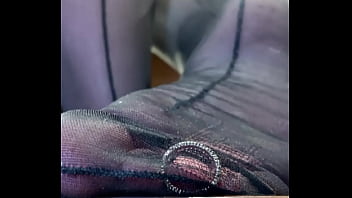 Nylon soles and toes closeup teasing