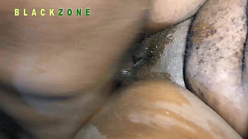 Fuck her big pussy missionary style on the chair and cum on her