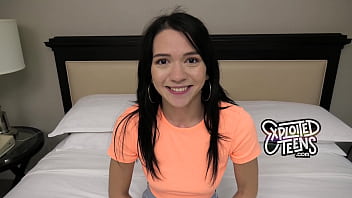 Sexy brunette girl slobbers on a fat dick