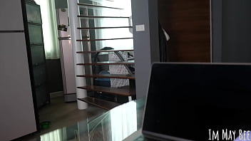 A blowjob under the desk during a work call virtual sex