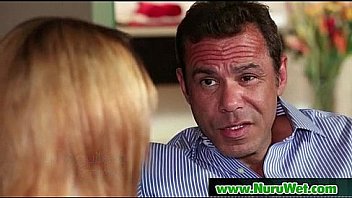 Nuru slippery gel on sexy horny client and relaxing massage 03