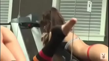 Brunette working out while naked