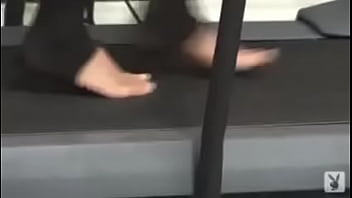 Brunette working out while naked