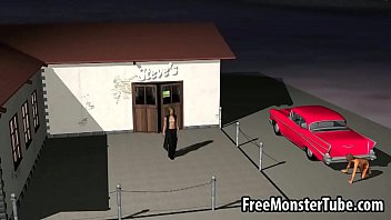 Sexy 3d cartoon zombie babe getting fucked outdoors