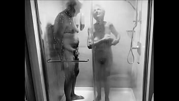 Black and white unedited version of shower scene including my slip
