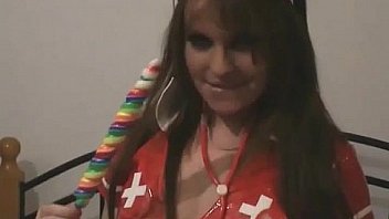 Kiera in shiny red pvc lingerie and high heels