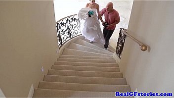 Stunning bride facialized by her photographer