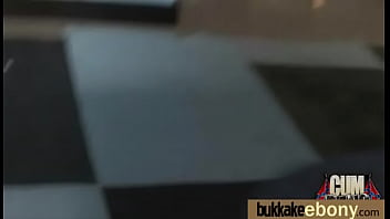 Ebony babe sucks group of white guys 7