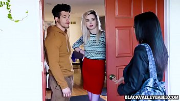 Am came out and maya bijou seduced him by showing her perky black tits and grabbing his thick white cock