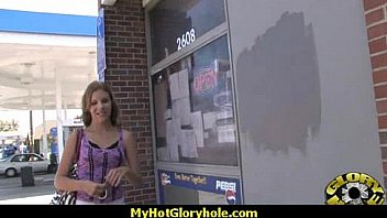 Horny lady enjoys gloryhole cocksucking interracial 12