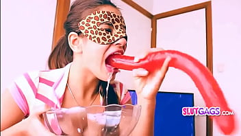 Dildo deep throating gag n drool play amazing body Dildo deep throating gag n drool play amazing body