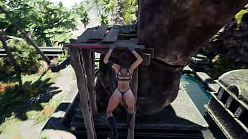 Lara croft stretches her tight pussy with a thick glass bottle hentai game