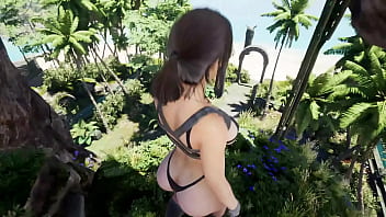 Lara croft stretches her tight pussy with a thick glass bottle hentai game