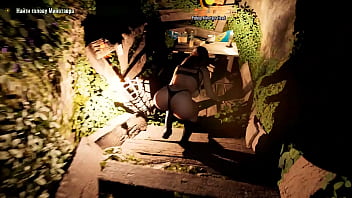 Lara croft stretches her tight pussy with a thick glass bottle hentai game