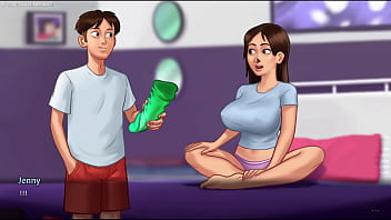 Summertime saga by darkcookie horny stepsis was caught masturbating in her room with a 30cm monster dildo