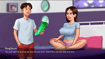 Summertime saga by darkcookie horny stepsis was caught masturbating in her room with a 30cm monster dildo