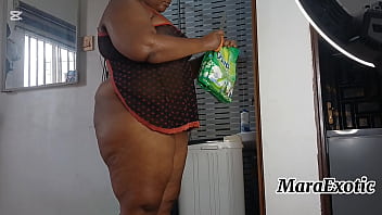 Sexy ebony nigerian milf in lingerie doing laundry mara exotic