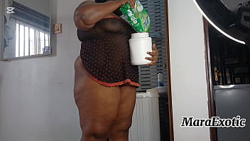 Sexy ebony nigerian milf in lingerie doing laundry mara exotic