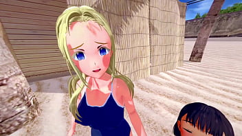 Mio and ushio get fucked hard in wild threeway at the beach