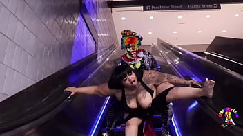Gibby the clown fucks bbw on escalator