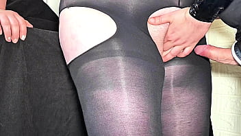 Fucking a girl with a angled virgin pick and cum in her cum on nylon