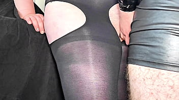 Fucking a girl with a angled virgin pick and cum in her cum on nylon