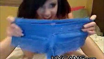 Beauty brunette teen undressing and masturbating