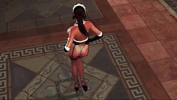 Mature busty lara croft dressed up in skimpy maid costume and dances hot Mature busty lara croft dressed up in skimpy maid costume and dances hot
