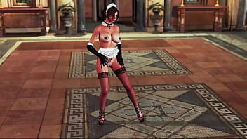 Mature busty lara croft dressed up in skimpy maid costume and dances hot Mature busty lara croft dressed up in skimpy maid costume and dances hot
