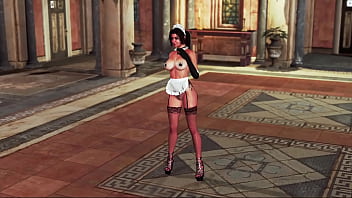Mature Busty Lara Croft Dressed Up In Skimpy Maid Costume And Dances Hot thumbnail