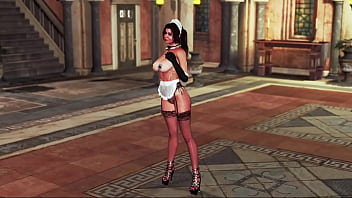 Mature busty lara croft dressed up in skimpy maid costume and dances hot Mature busty lara croft dressed up in skimpy maid costume and dances hot