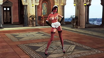 Mature busty lara croft dressed up in skimpy maid costume and dances hot Mature busty lara croft dressed up in skimpy maid costume and dances hot