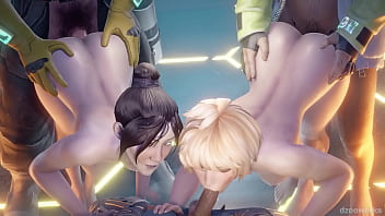 Wattson y wraith follando con crypto y caustic