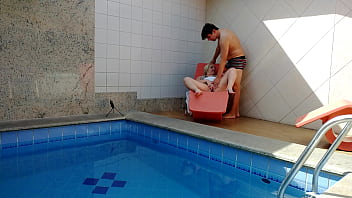 My sister in law thought she was alone at home so i caught her masturbating in the pool i couldn't resist and went to help her