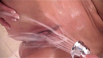 Lena love is showering fingering her tight pussy