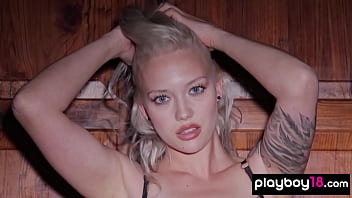 Hot blonde all natural muse posing naked for playboy