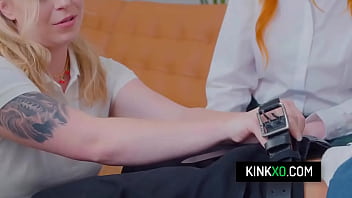 Horny teens share guy's cock after class