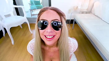 Sunny chase sexy big natural tits blonde no hands huge cock pov blowjob and cum swallow